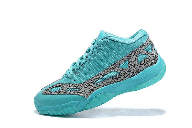 2019 Jordan 11 Low IE Highlighter Jade Blue Grey - Click Image to Close